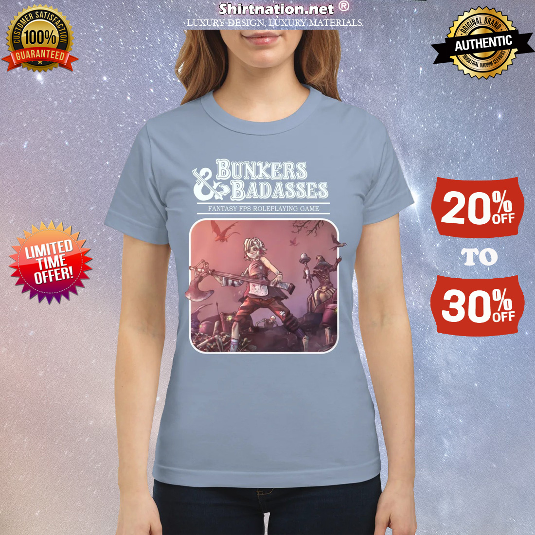 Bunkers and badasses fantasy fps game classic shirt