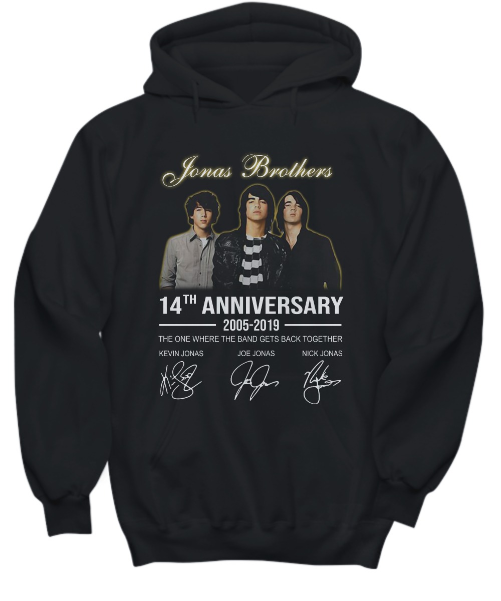 Jonas Brothers 14th anniversary signatures shirt and hoodie