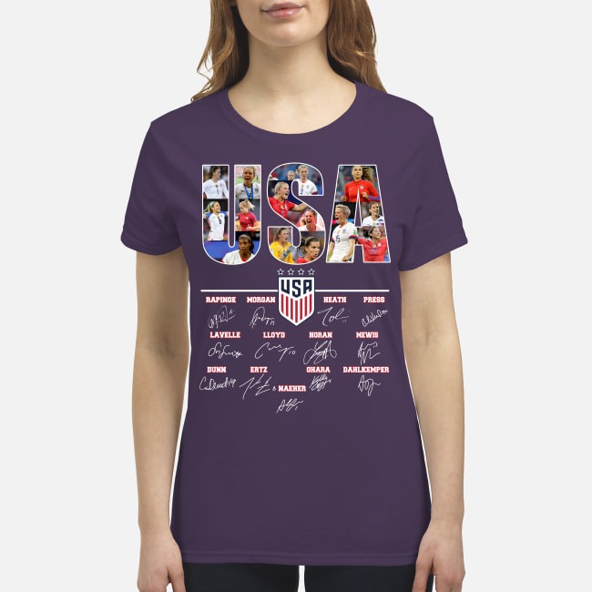 USA soccer team signatures premium women's shirt