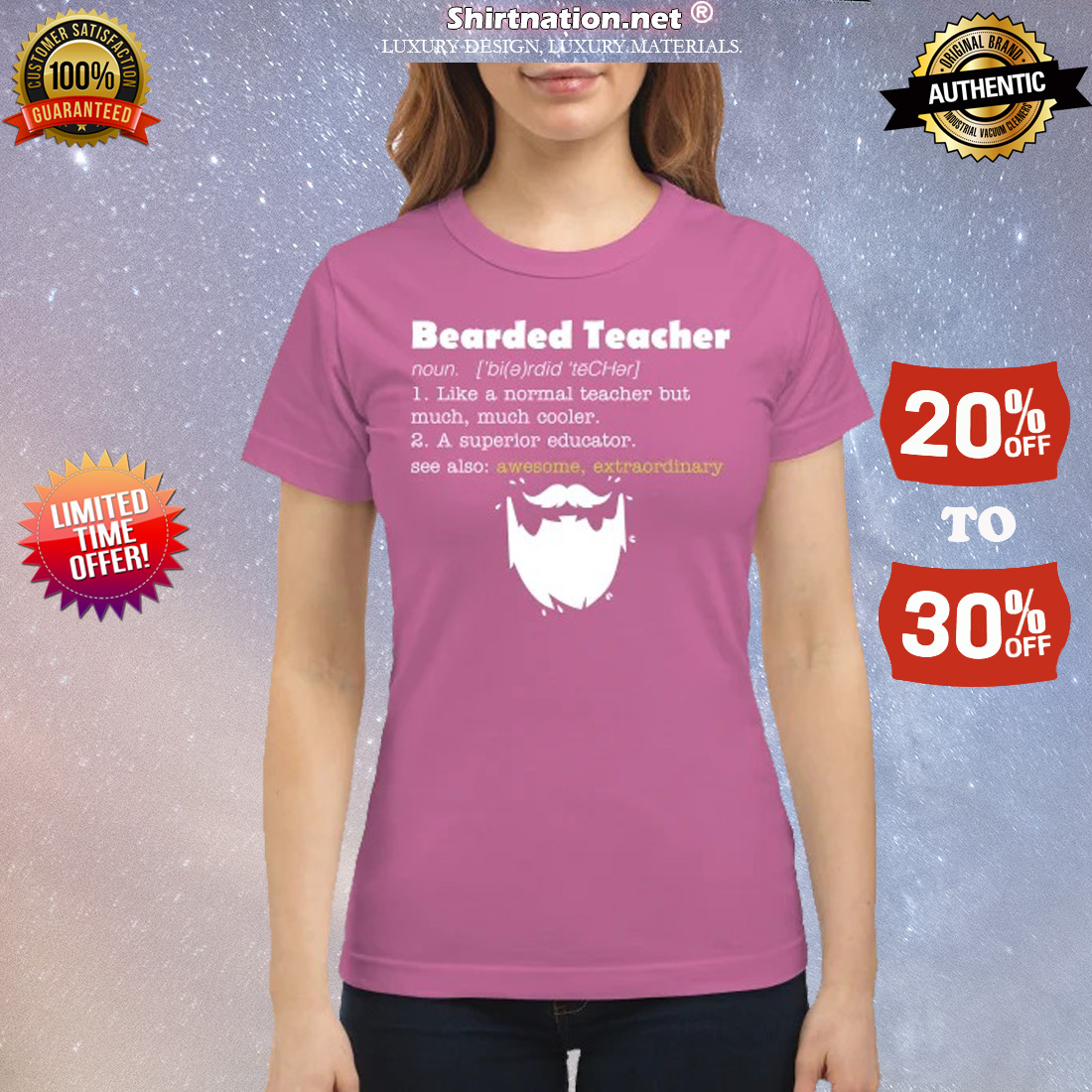 Bearded teacher like a normal teacher but much cooler classic shirt