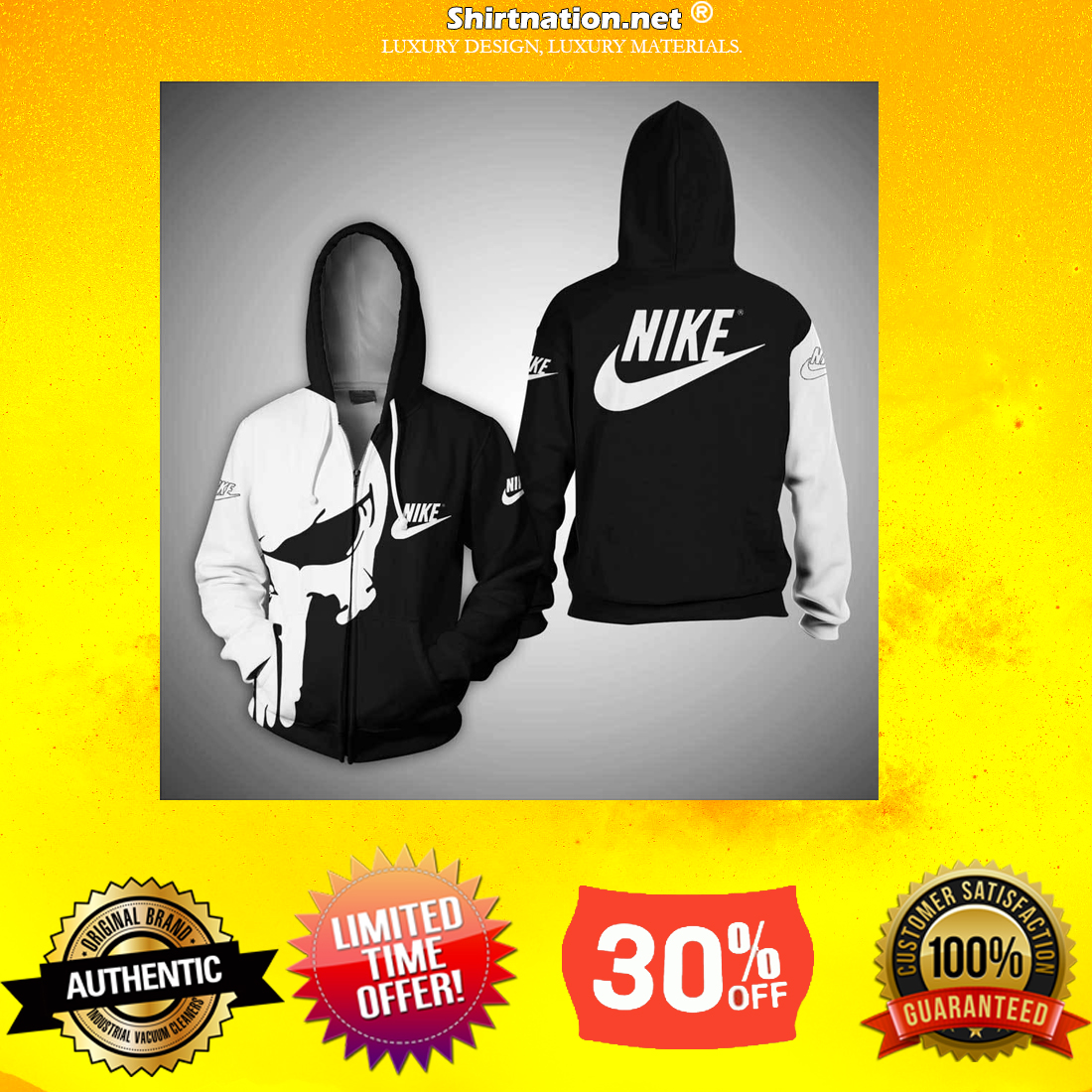 Nike Punisher skull full printhoodie 3d and zipper
