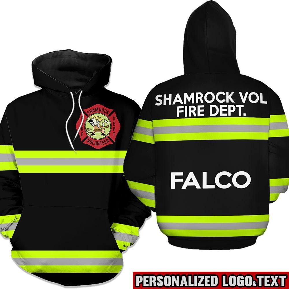 Shamrock volunteer firefighter dept 3D black hoodie