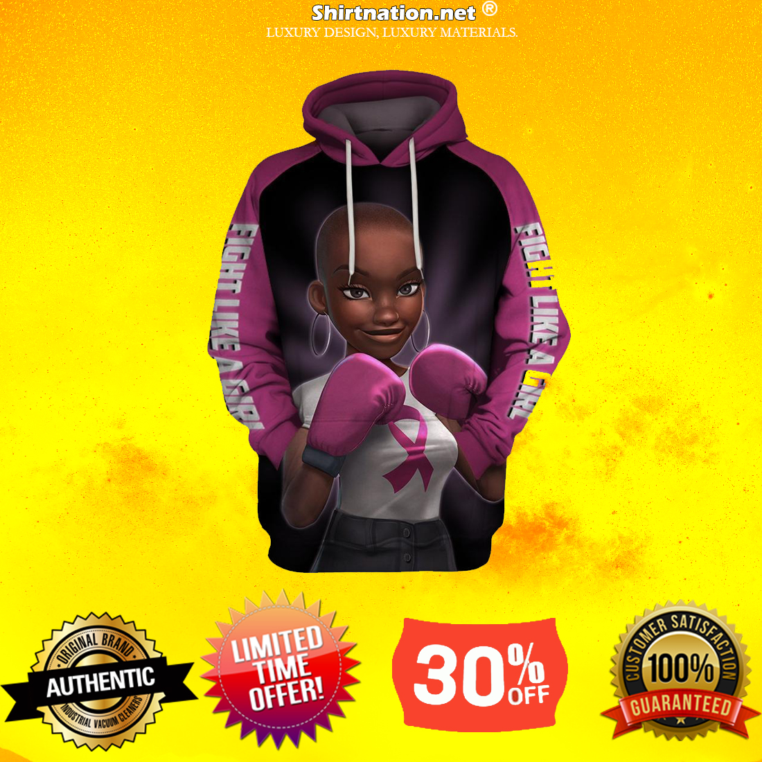 Black Girl Pink Warrior fight like a girl 3d hoodies