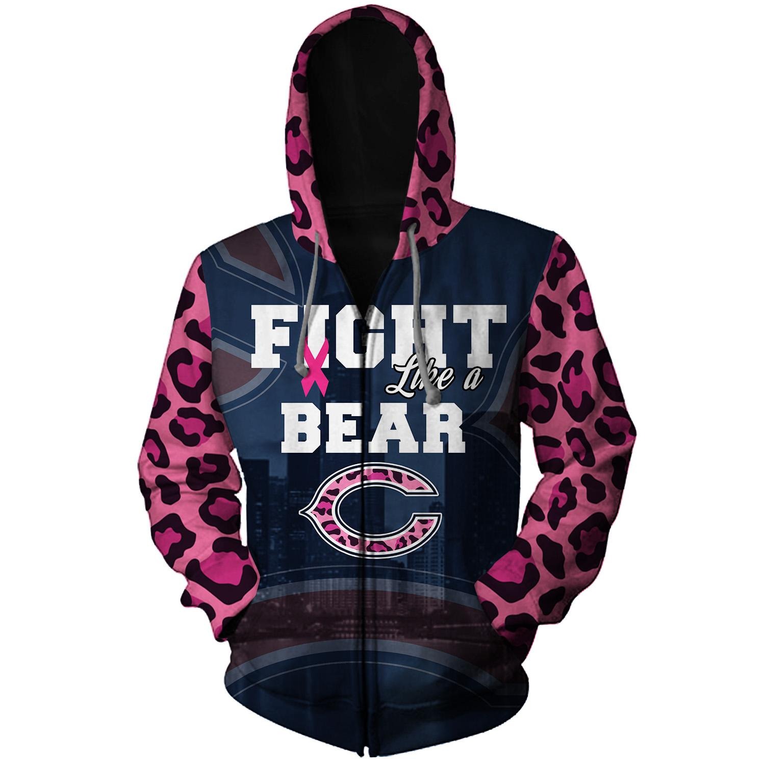 Chicago Bears fight like a bears cancer awareness 3d hot hoodie