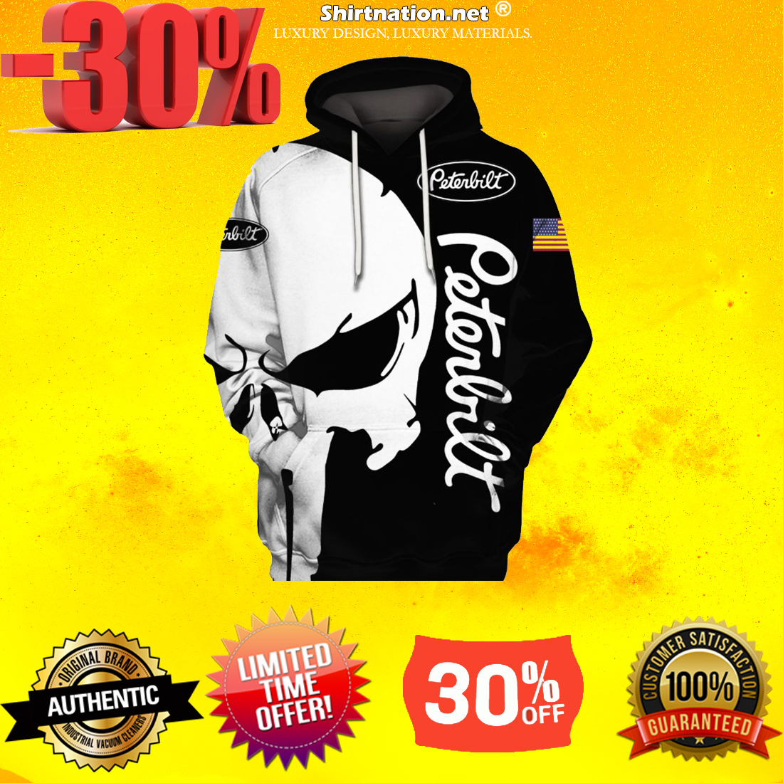 Punisher Skull Peterbilt 3d full print cool hoodie