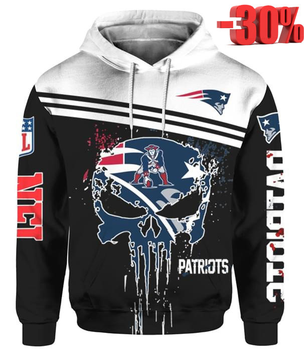 Punisher skull New England Patriots 3d cool hoodie
