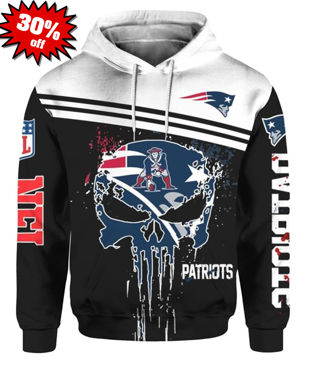 Punisher skull New England Patriots 3d hot hoodie