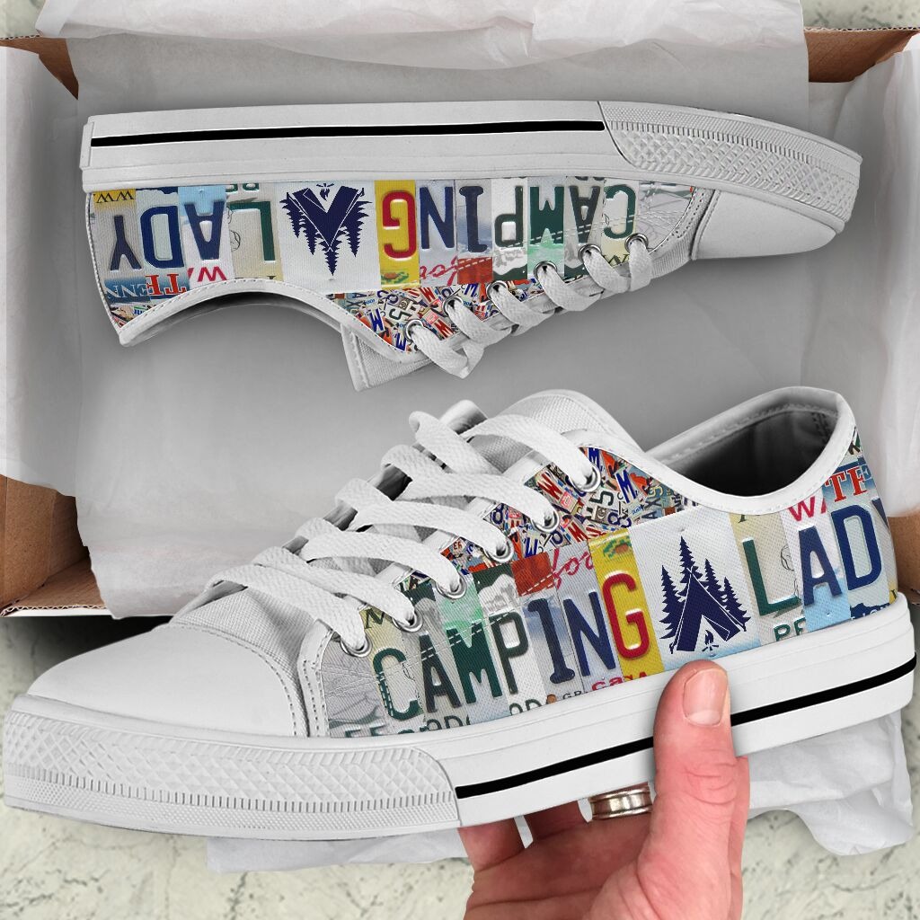 Camping land license plates low top cool shoes