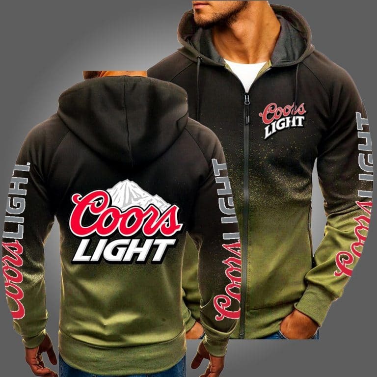 Coors light 3d over print olive hoodie