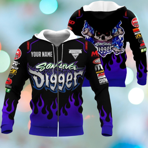 Monster Jam Son Uva Digger Custom name 3d zip hoodie
