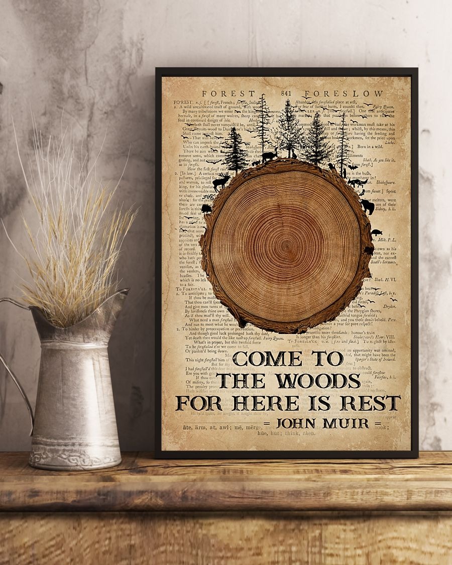 Come to the woods for here is rest John Muir poster
