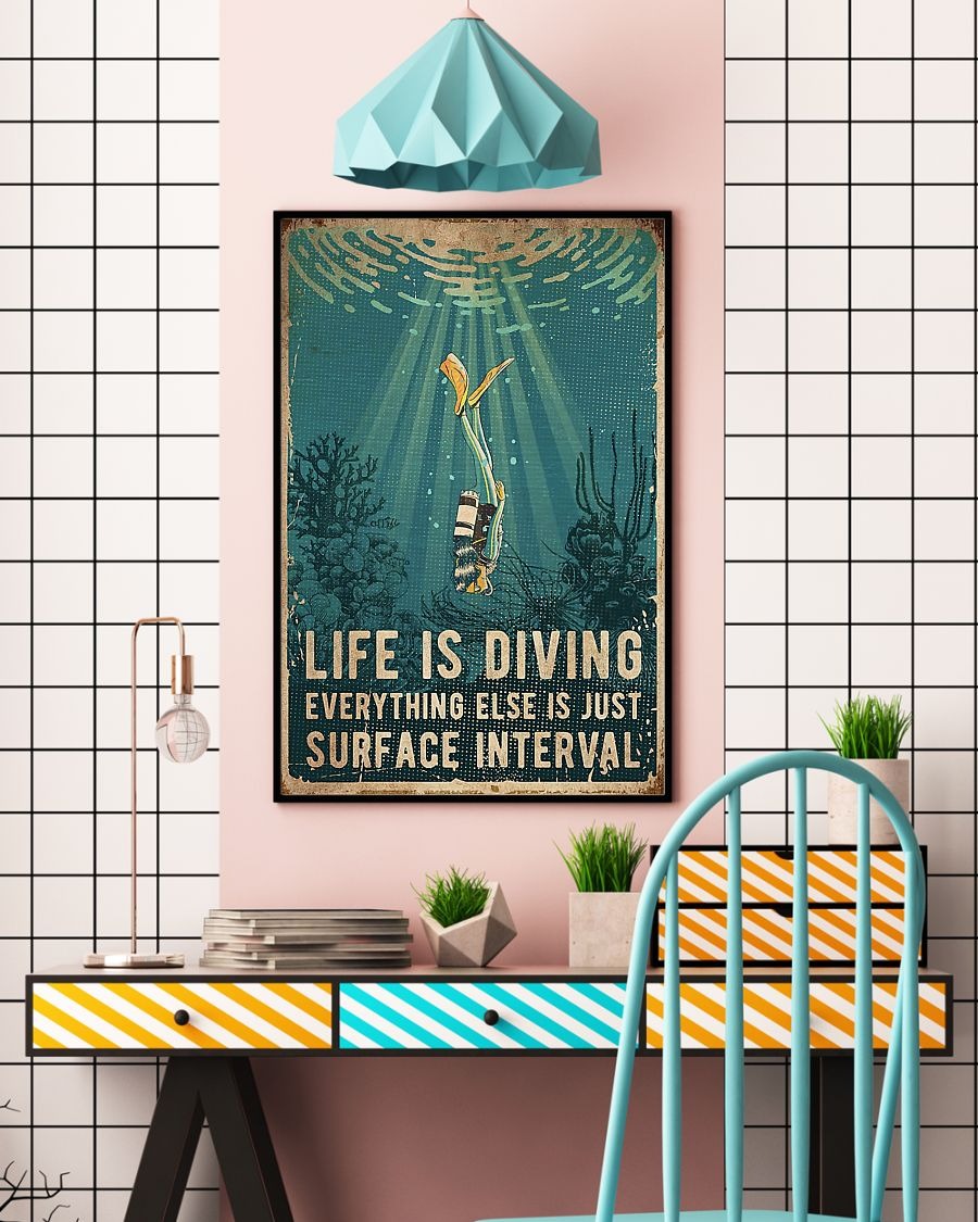 Scuba diving Life is diving everything else is just surface interval poster