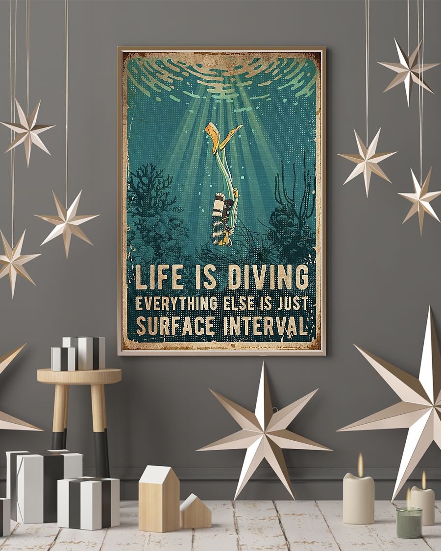 Scuba diving Life is diving everything else is just surface interval poster