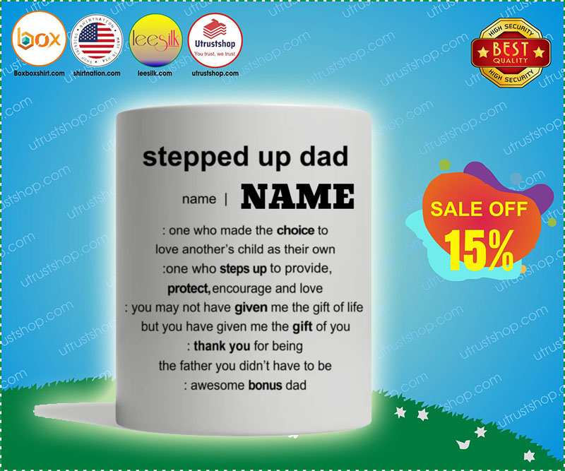 Stepped up dad custom personalized name mug