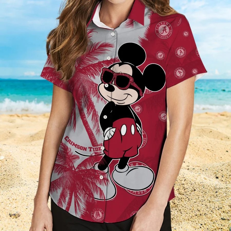 Mickey Mouse Alabama Crimson Tide hawaiian shirt and beach short 2
