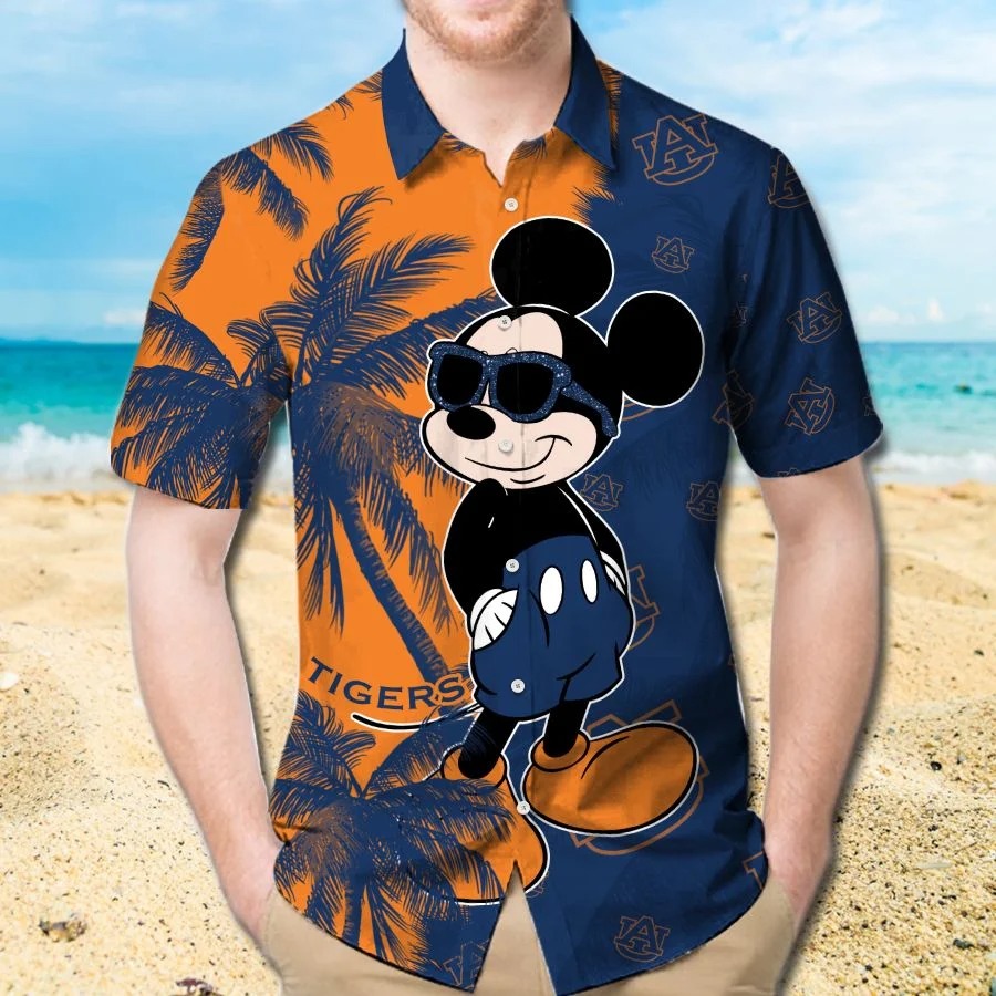 Mickey Mouse Auburn Tigers hawaiian shirt and beach short 1