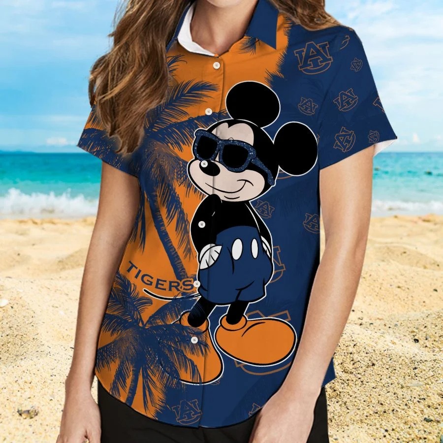 Mickey Mouse Auburn Tigers hawaiian shirt and beach short 2