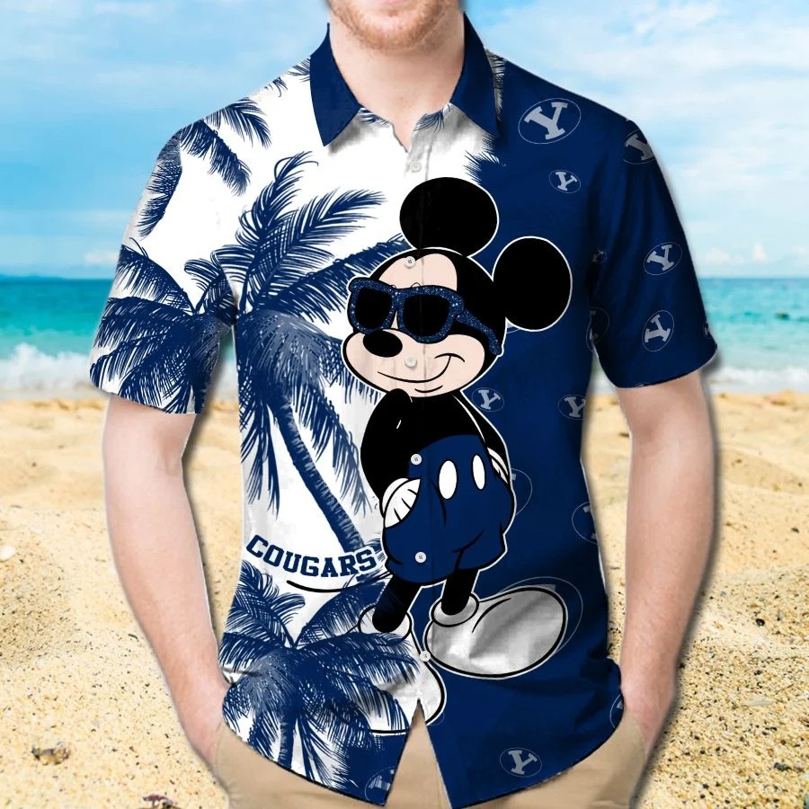 Mickey Mouse Byu Cougars hawaiian shirt and beach short 1