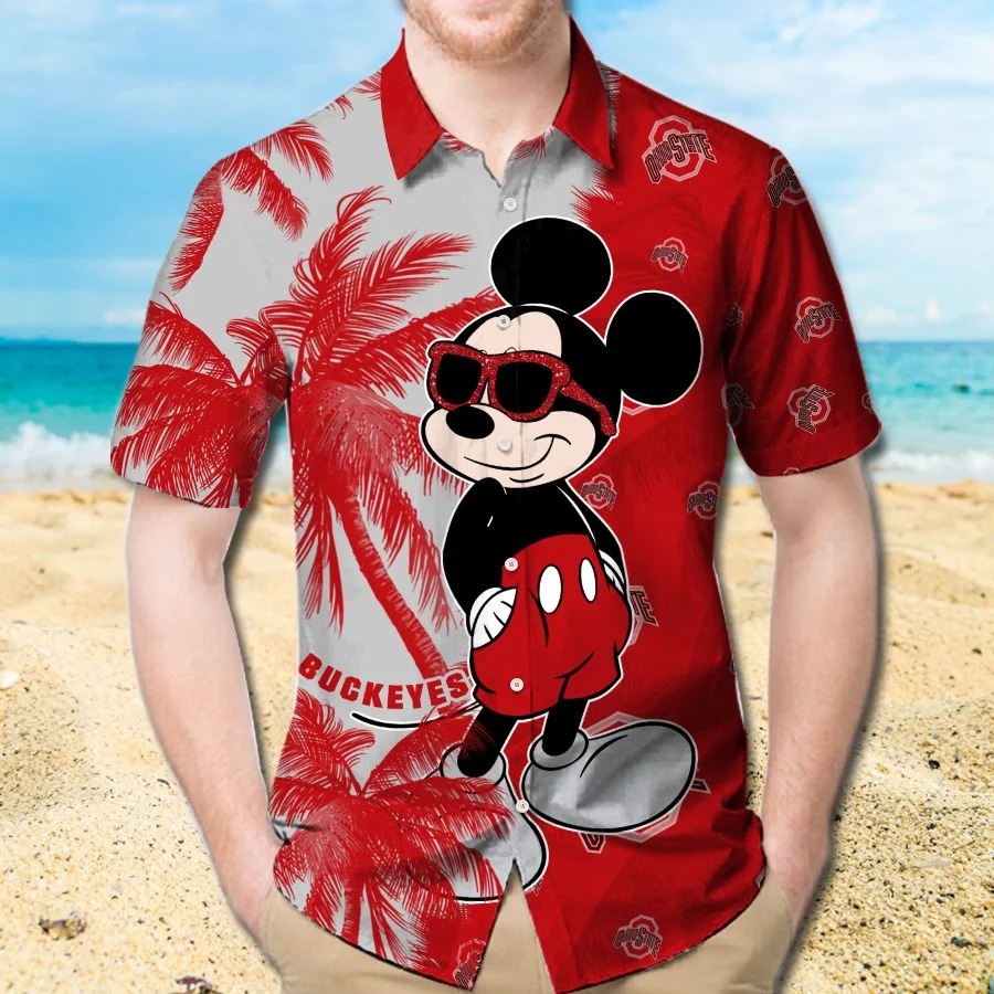 Mickey Mouse Ohio State Buckeyes hawaiian shirt and beach short 1