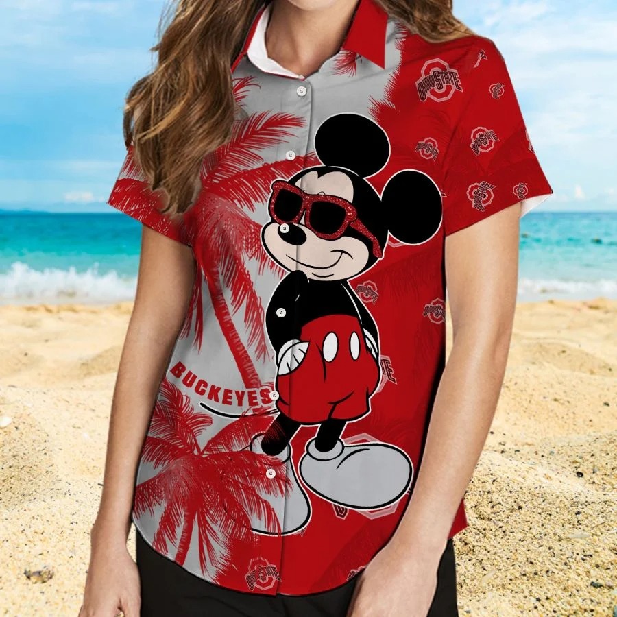 Mickey Mouse Ohio State Buckeyes hawaiian shirt and beach short 2