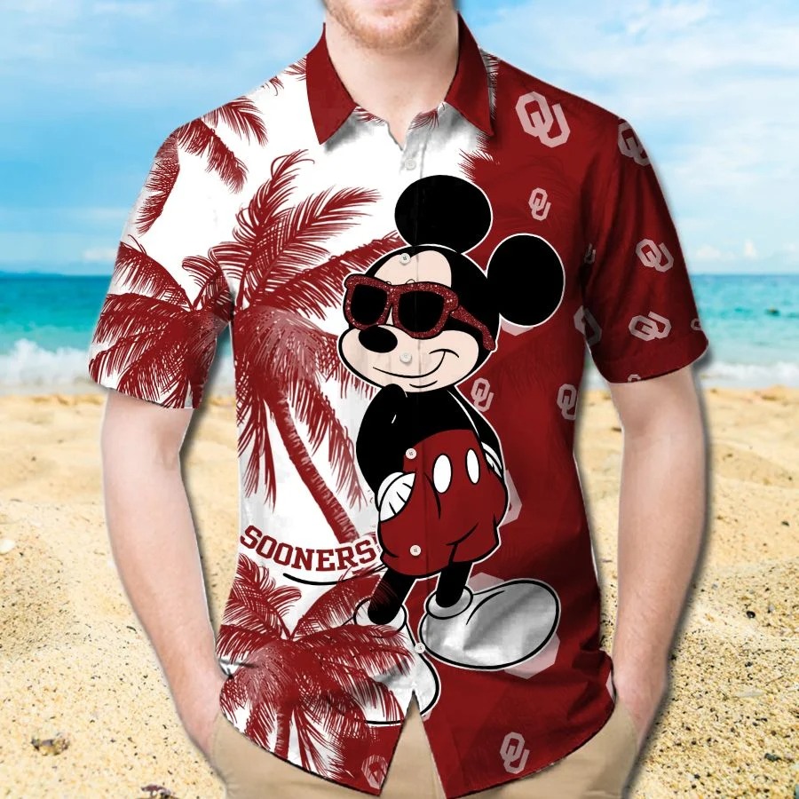 Mickey Mouse Oklahoma Sooners hawaiian shirt and beach short 1