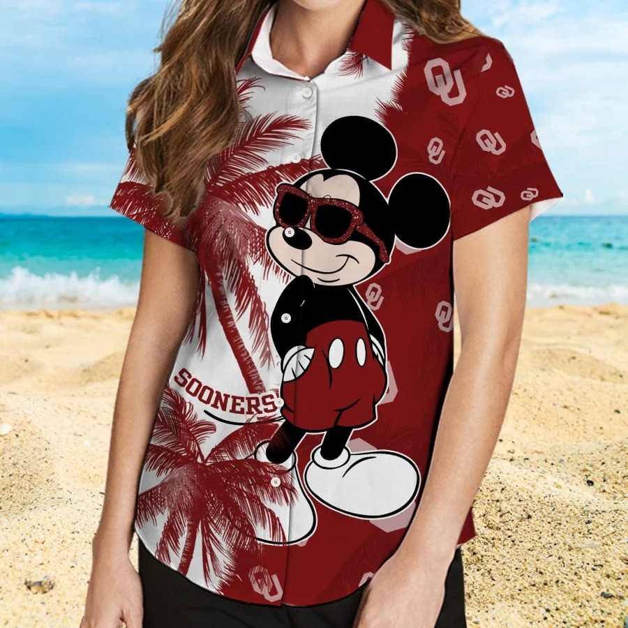 Mickey Mouse Oklahoma Sooners hawaiian shirt and beach short 2