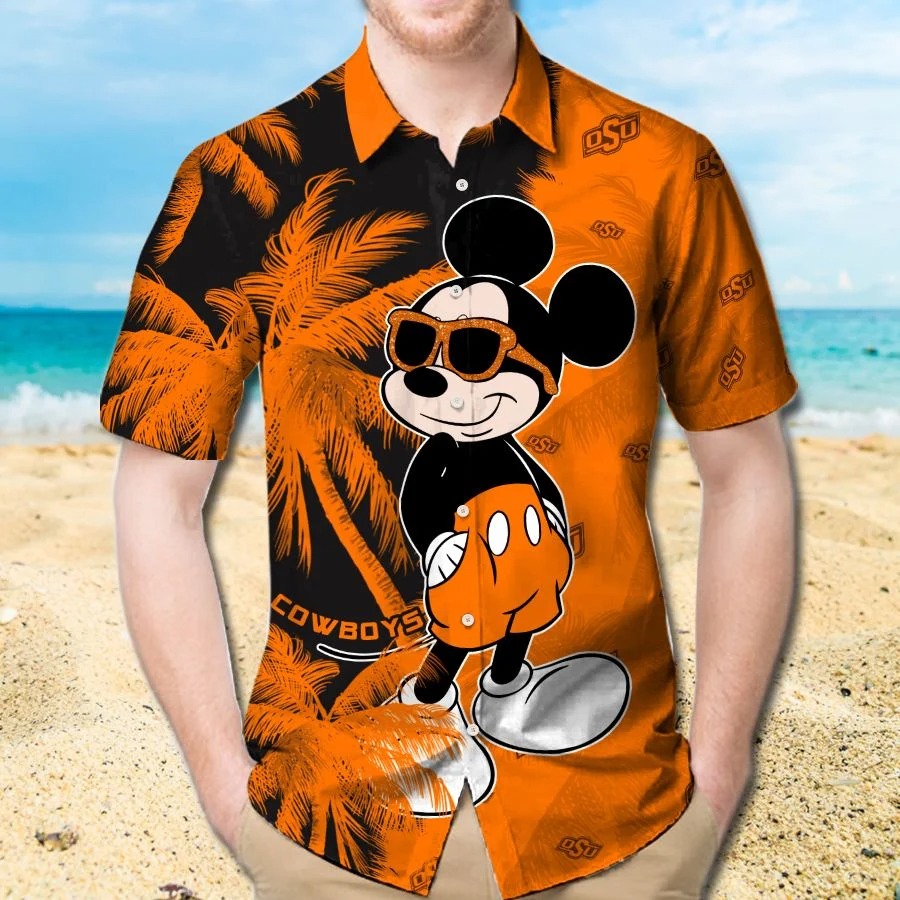 Mickey Mouse Oklahoma State Cowboys hawaiian shirt and beach short 1