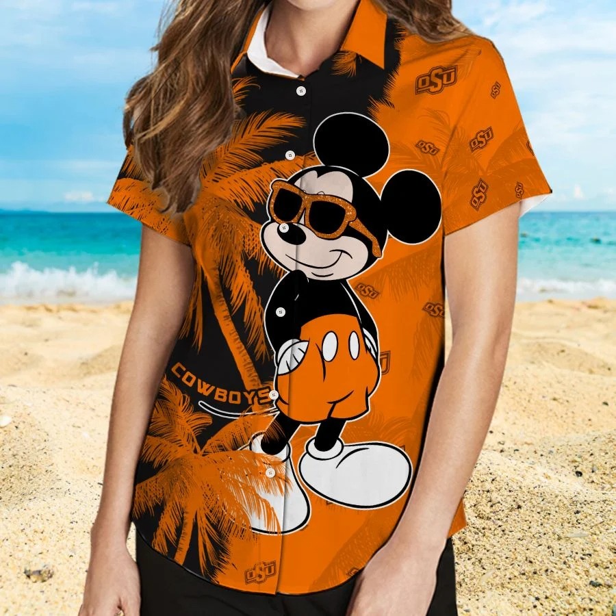 Mickey Mouse Oklahoma State Cowboys hawaiian shirt and beach short 2