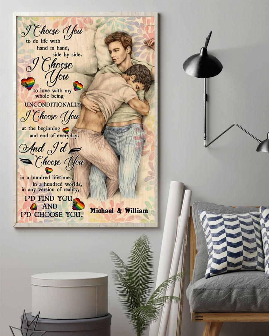 Gay I choose you to do life with hand in hand side by side poster