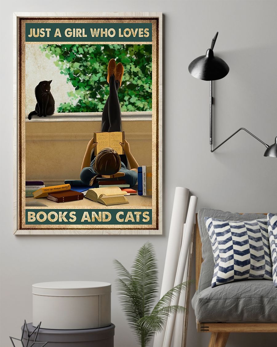 Just a girl who loves books and cats poster