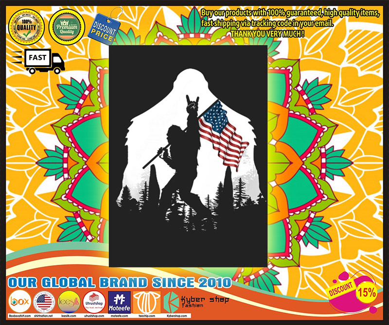 Bigfoot American flag sticker 1