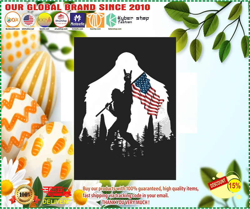 Bigfoot American flag sticker 3