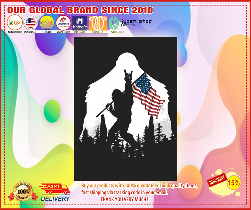 Bigfoot American flag sticker 4