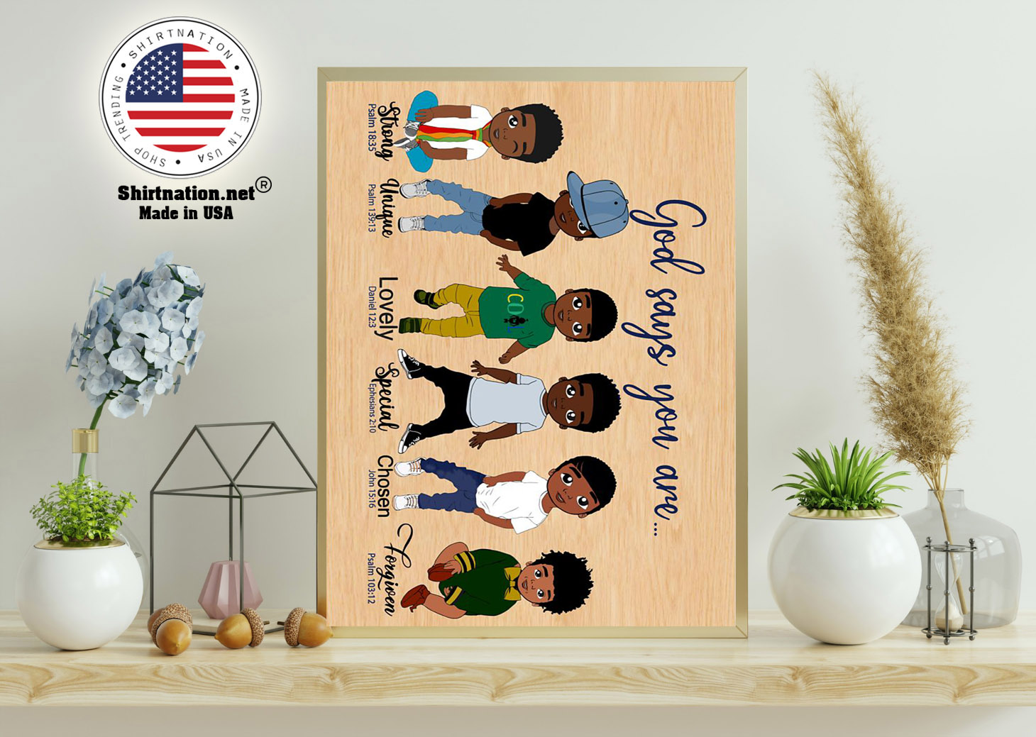 Black child boys God says you are strong unique poster 11