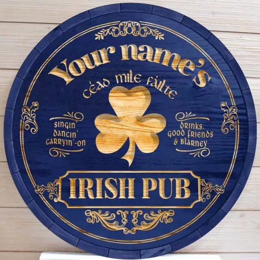 Ceao mile failte Irish pub custom name bar sign 3