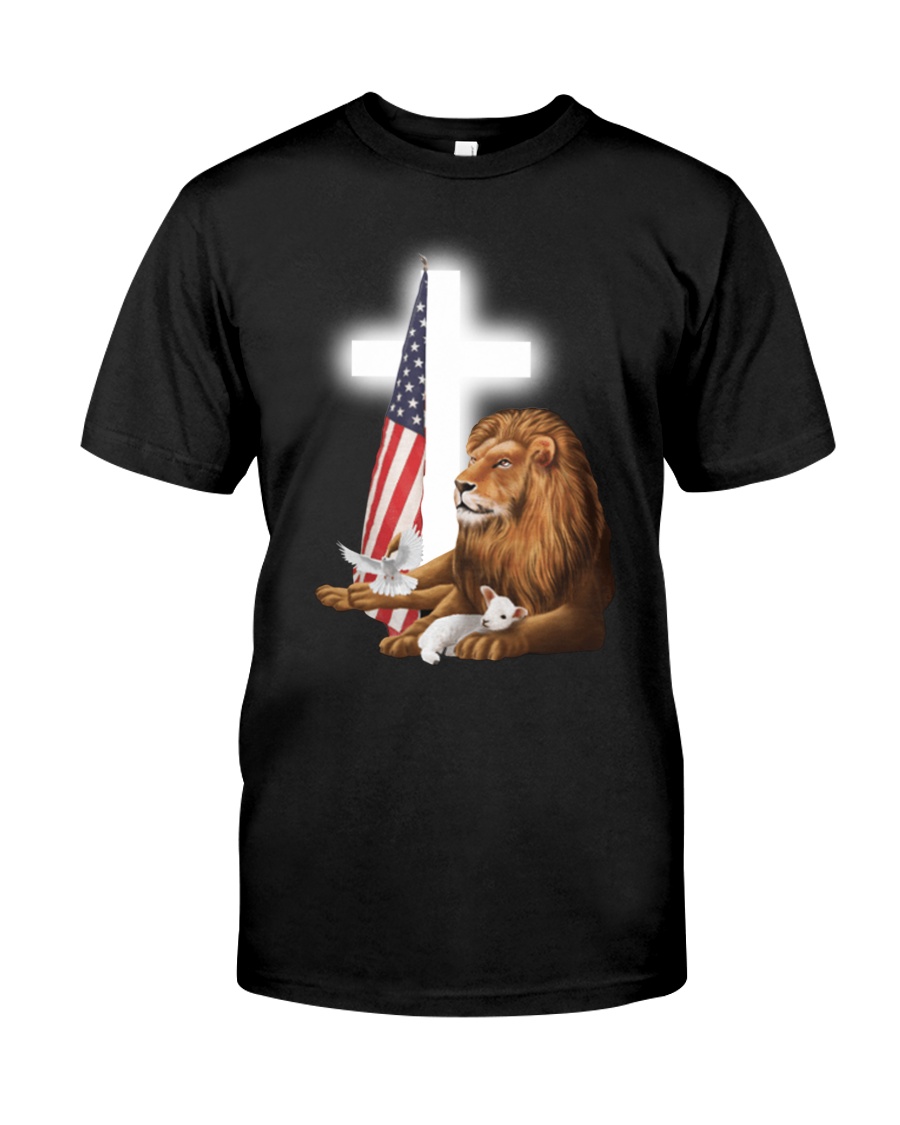Lion God and Lamb American flag shirt as