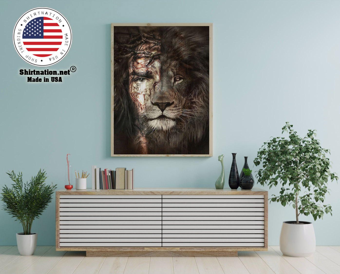 Lion and Jesus poster canvas 12