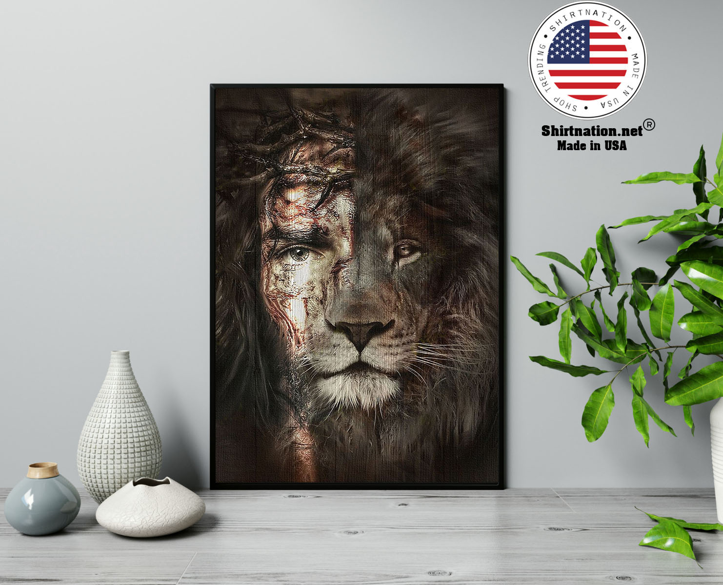 Lion and Jesus poster canvas 13
