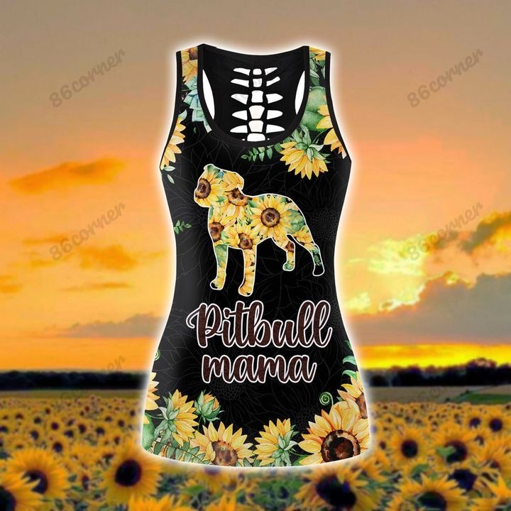 Pitbull mama Sunflower 3D hoodie and legging 4 1