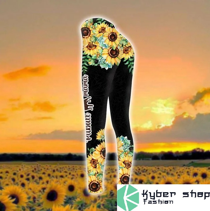 Pitbull mama sunflower 3d hoodie and legging 7