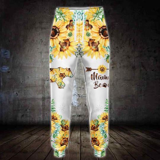 Sunflower and bear mama 3D hoodie and legging 4