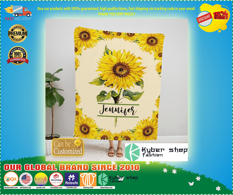Sunflower custom personalized name blanket 2