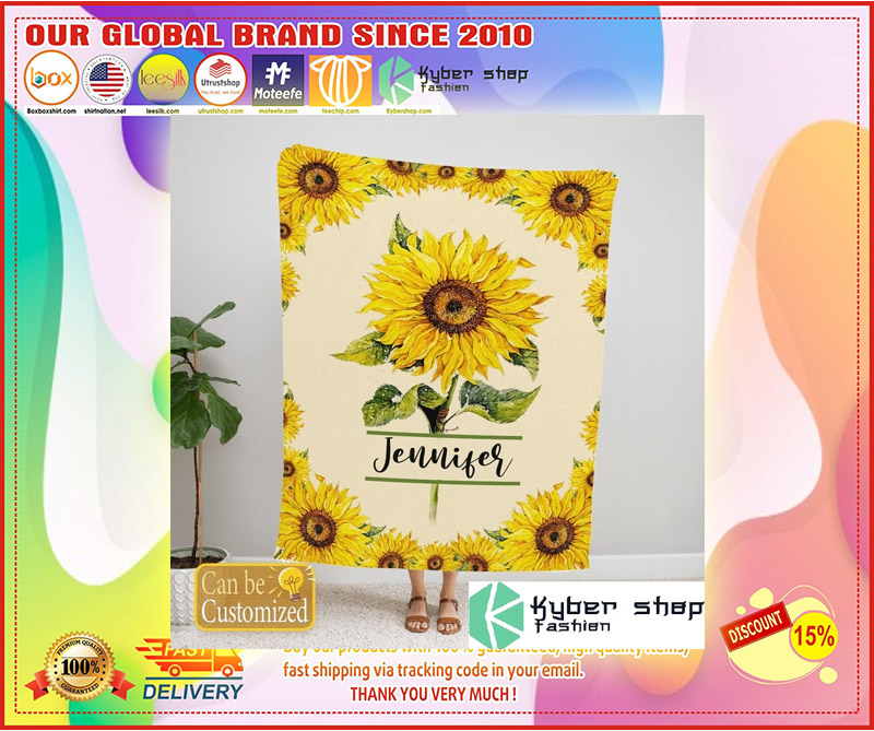 Sunflower custom personalized name blanket 4