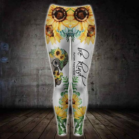 Sunflower elephant be kind autism awareness 3D hoodie and legging 4