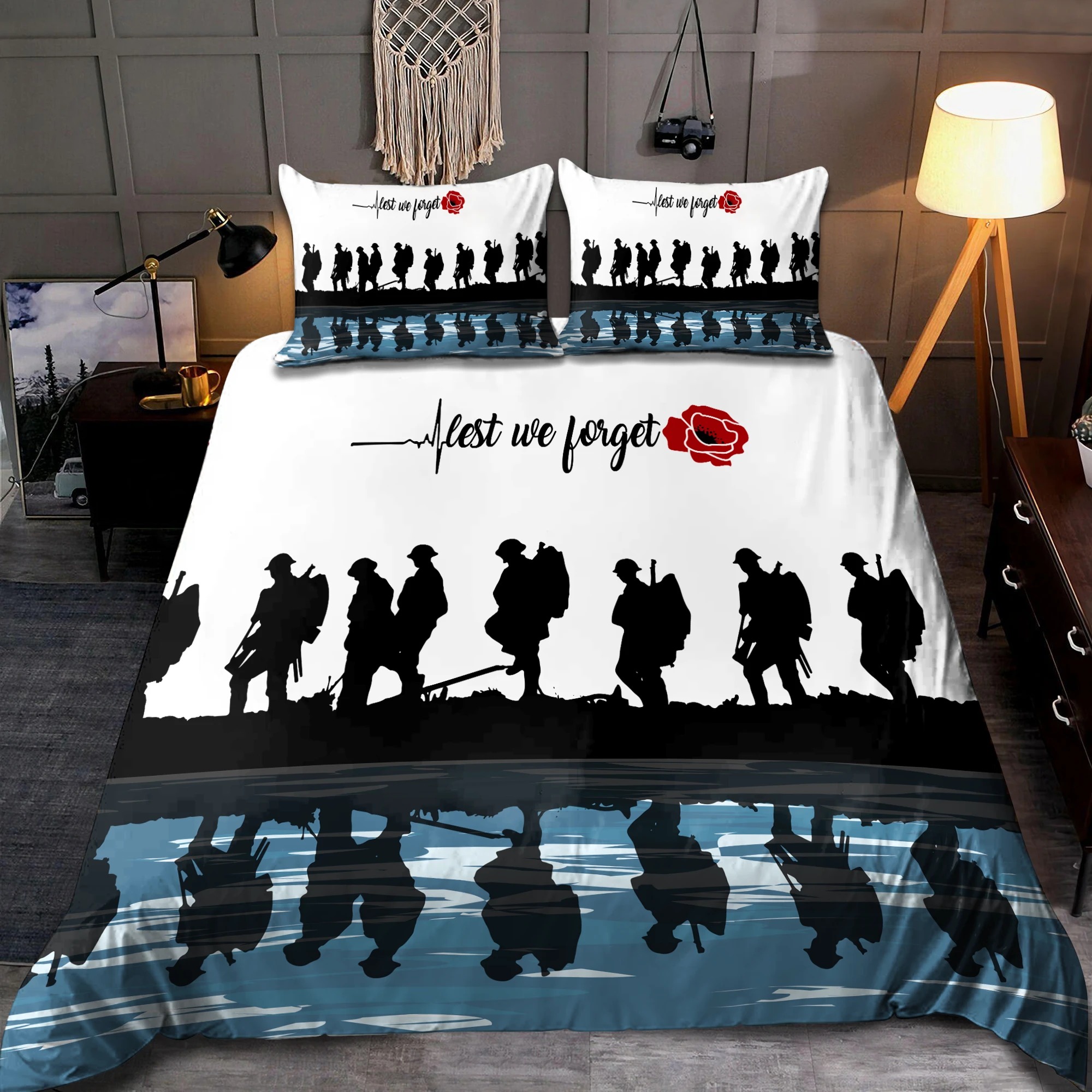 UK Veteran Let we forget honor the fallen bedding set 2