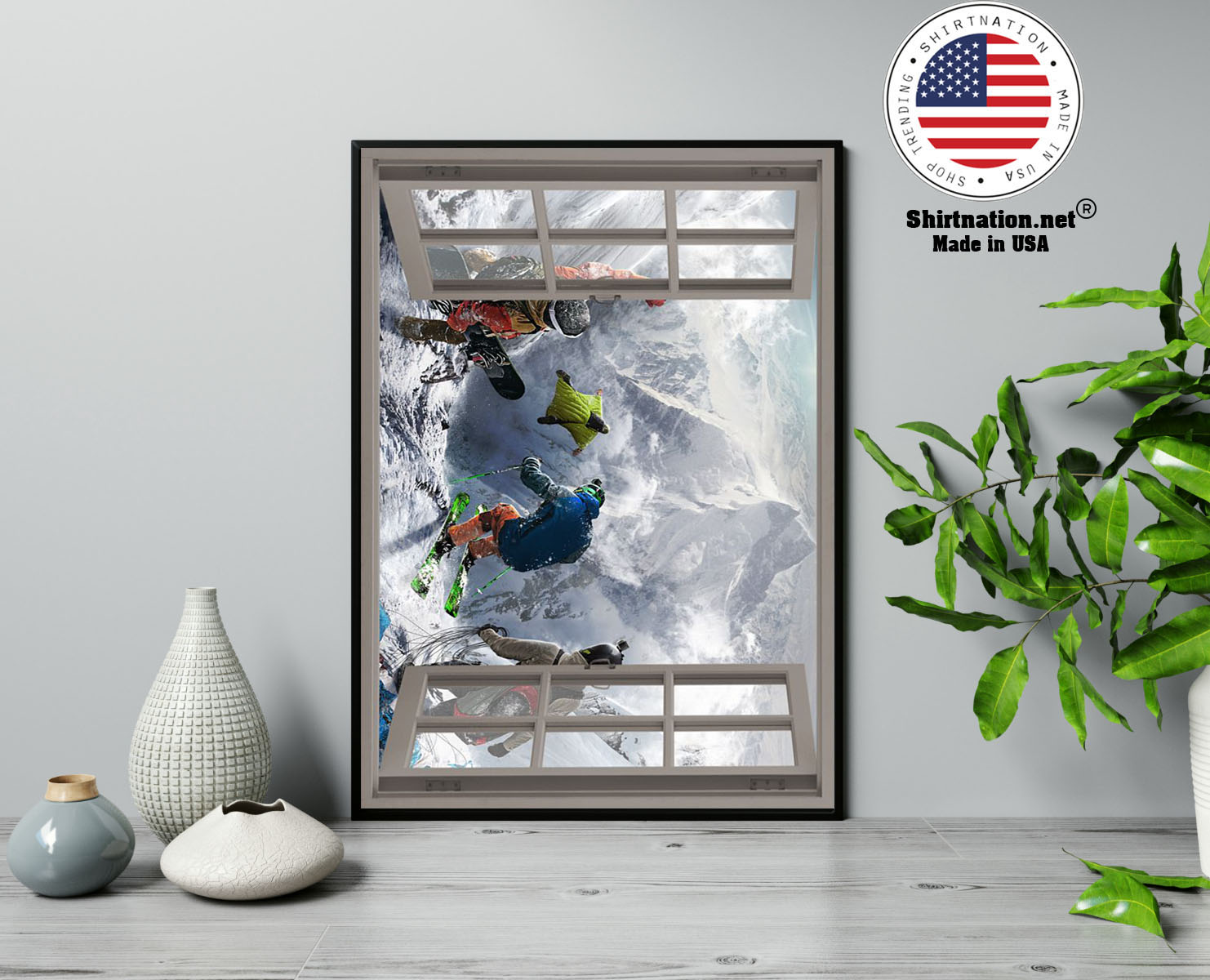 Winter sports window view poster 13