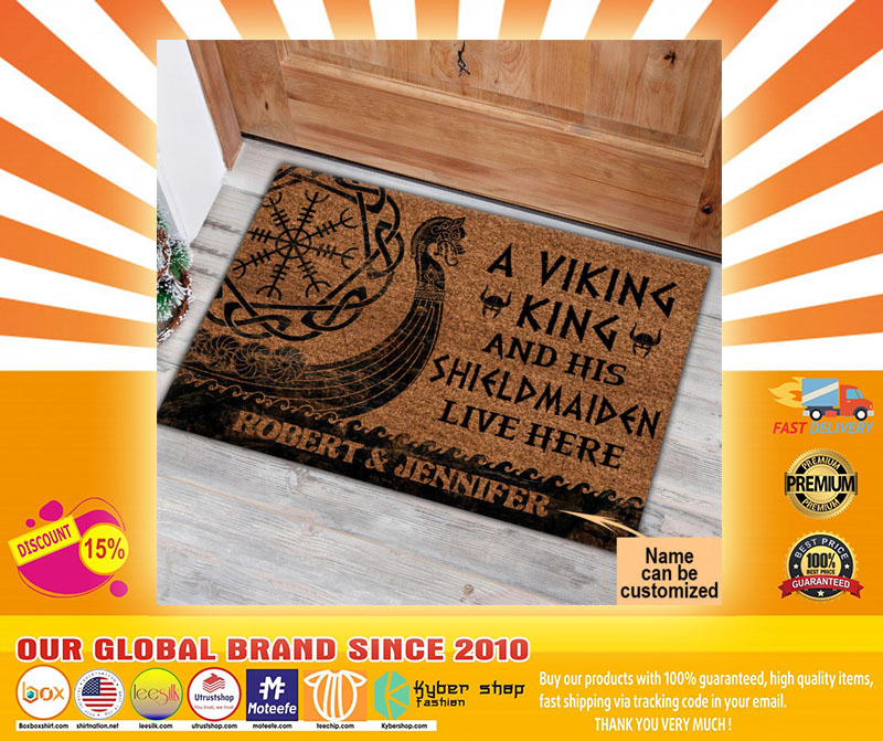 A viking and his shild maiden live here custom name doormat4