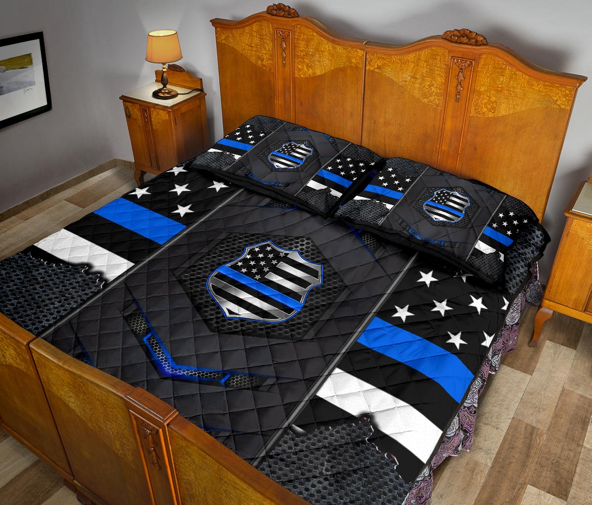 Back the blue police US flag bedding set2