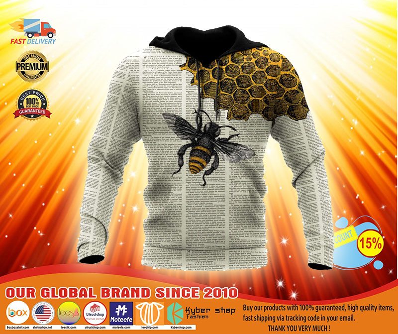 Bee dictionary 3D over print hoodie3