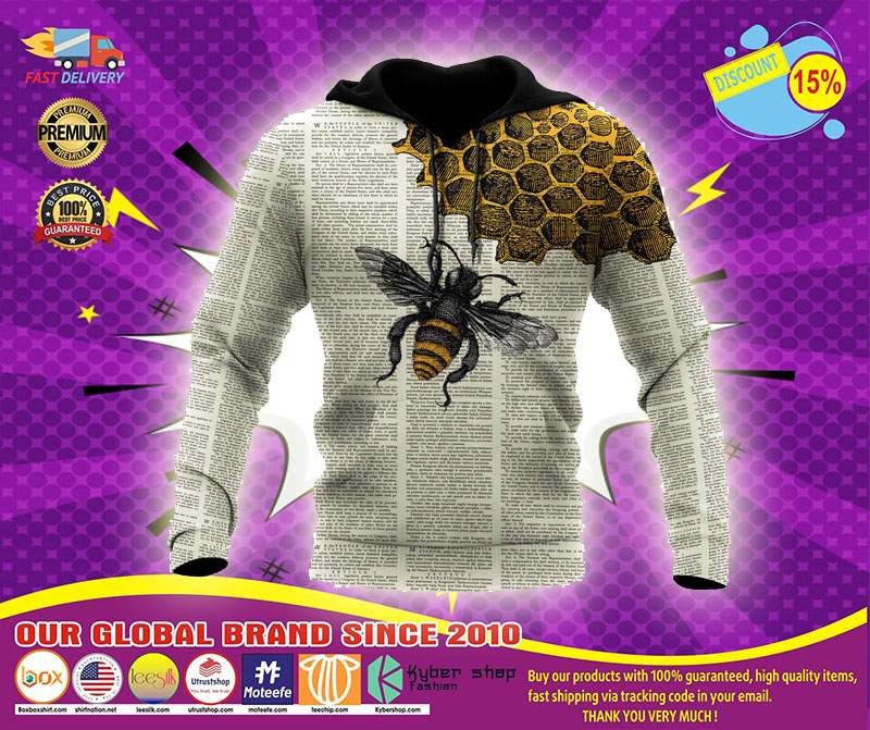 Bee dictionary 3D over print hoodie1